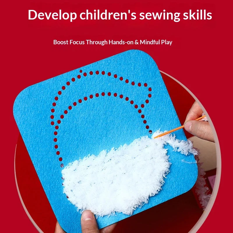 Christmas Gifts Non-woven Fabric Sewing Fun Thread Drawing Christmas Tree Children's Diy Handmade Material Toys Oasis Select