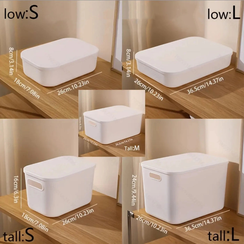 Household Miscellaneous Storage Box,Desktop Cosmetic Organizer,Multi-functional Storage Basket, Wardrobe and Clothes Storage Box Oasis Select White-5PC