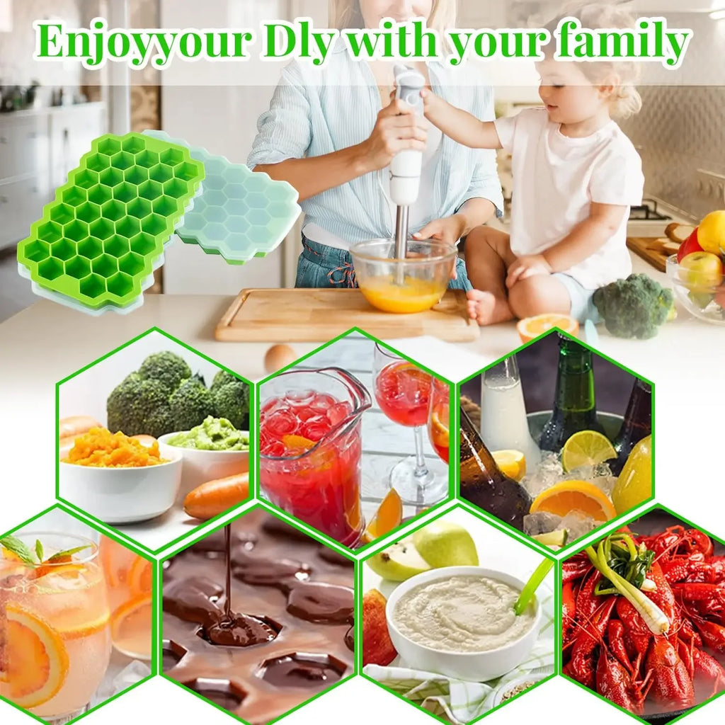 Ice Cube Tray Silicone Mould 37 Cellular Silicone Ice Cubes Hexagonal Molds DIY Kitchen Honeycomb Ice Cubes Molds Oasis Select