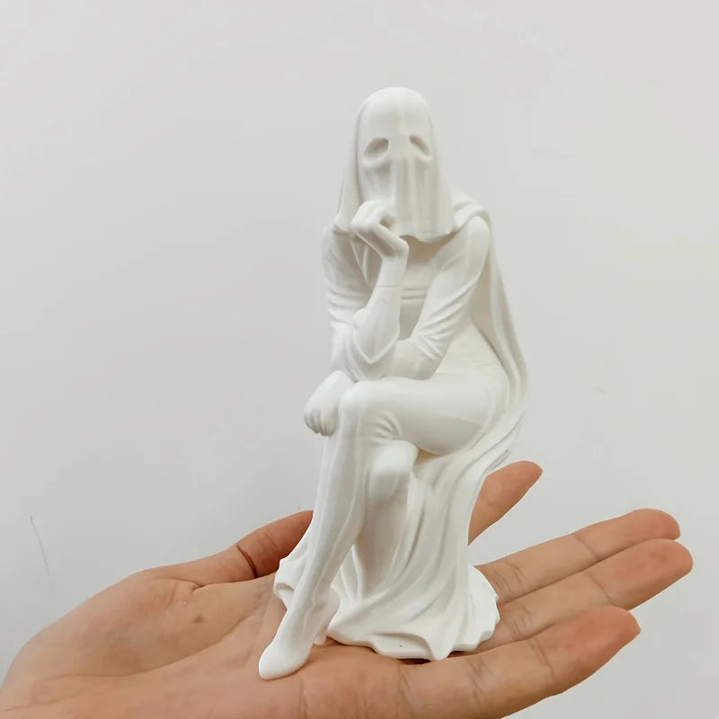 Phantom Lady Thinker Woman Figurine 3D Printed Surreal Sitting Lady Sculpture Minimalist Handicraft Home Desktop Decoration Gift Oasis Select
