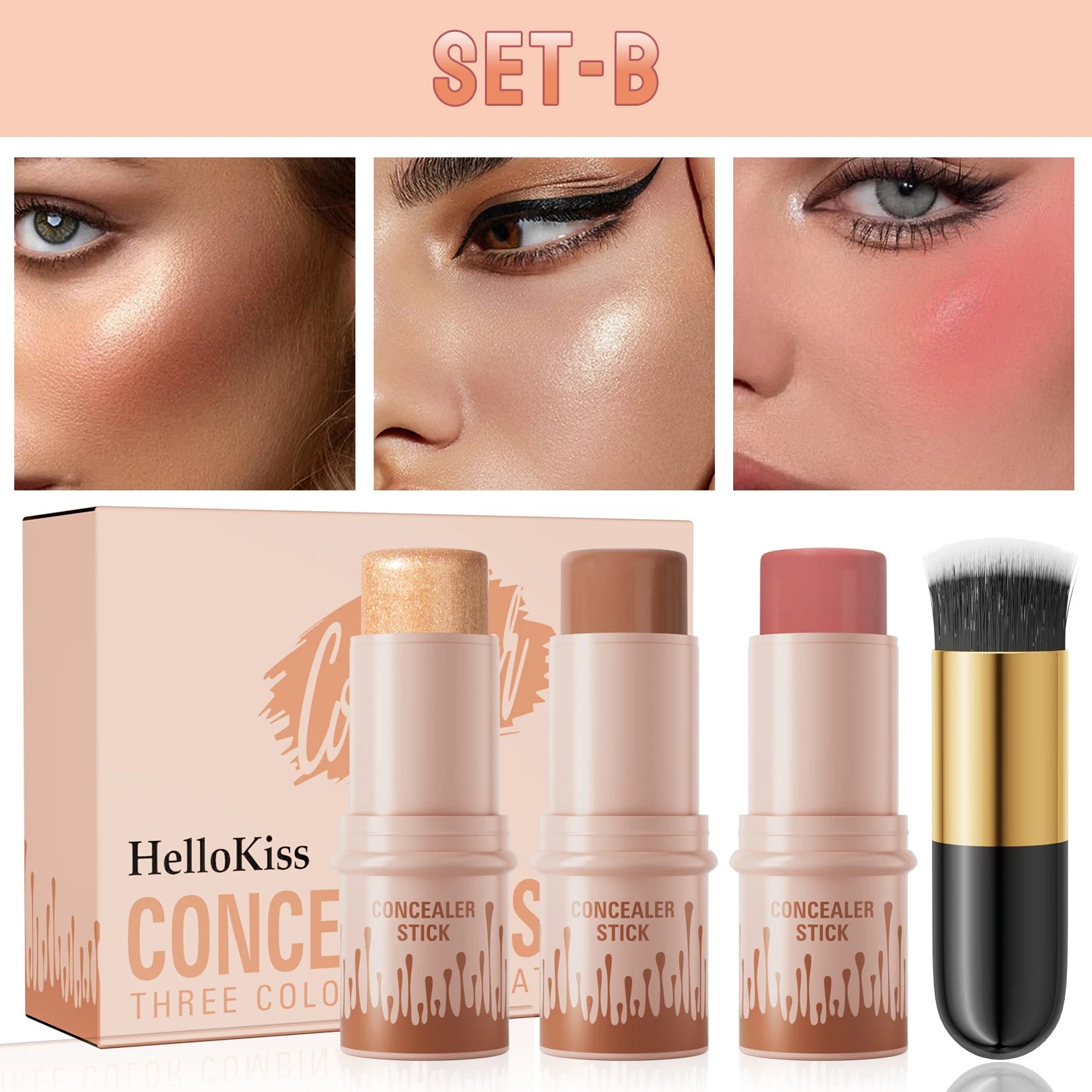 Hello Kiss Contour & Highlight Stick Set – Matte Waterproof