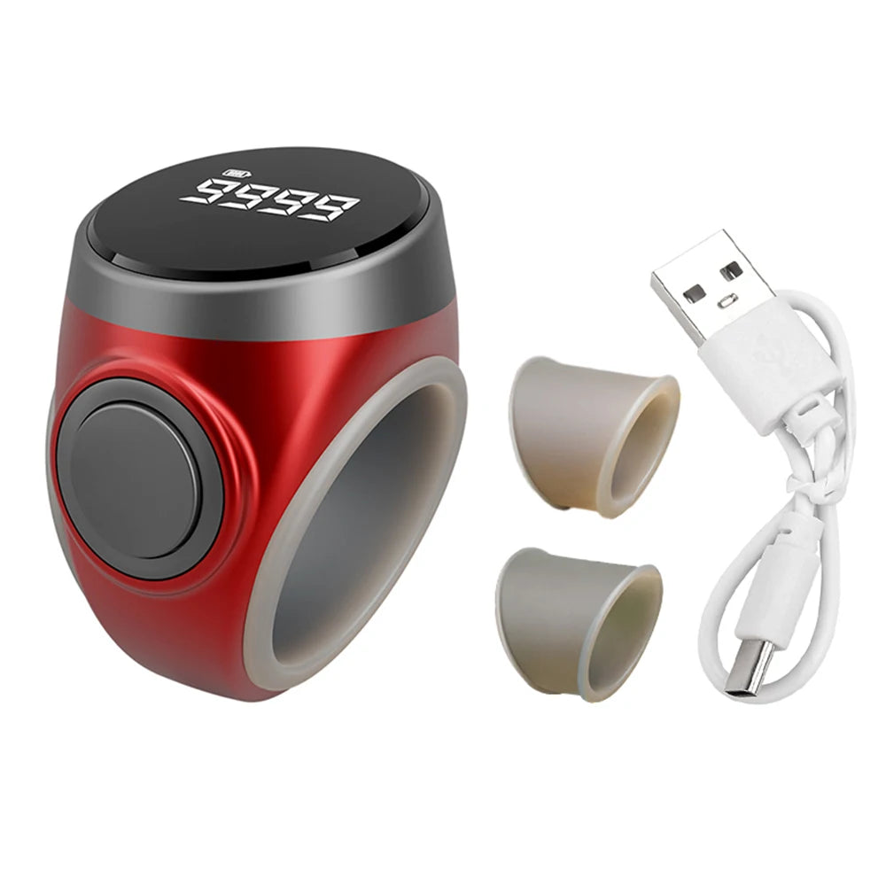 Smart Rechargeable Digital Counter Electronic Type-c Finger Counter Button 18/20/22mm Finger Ring Prayer Time Oasis Select Red