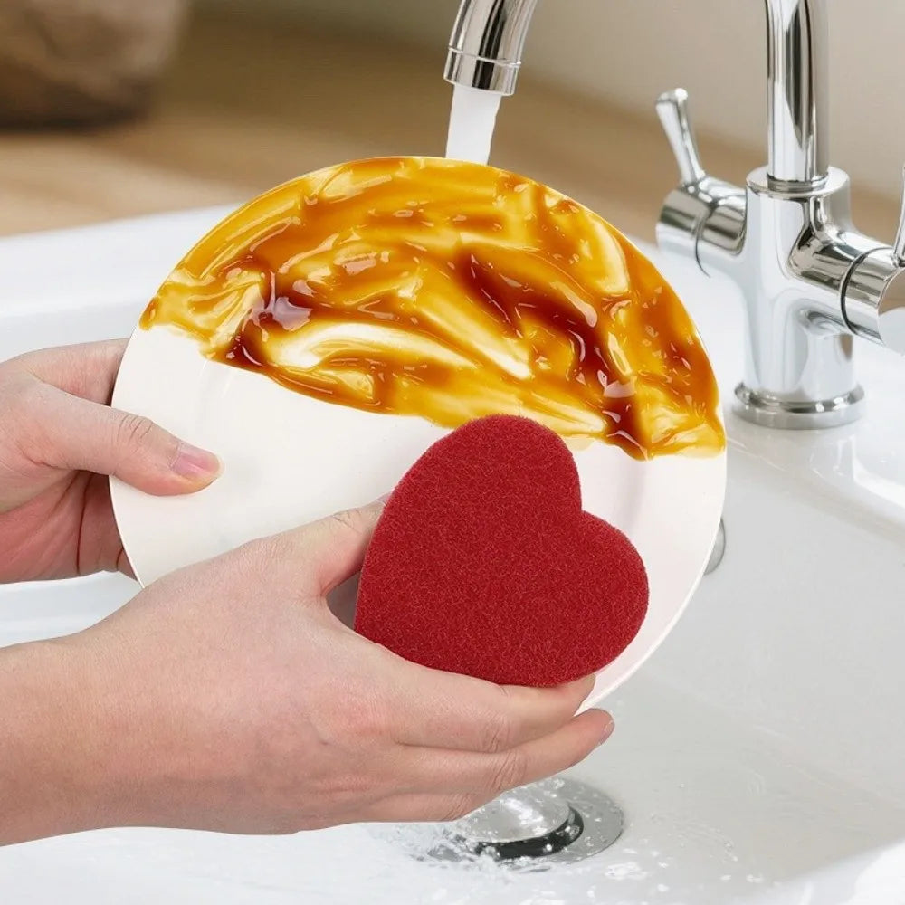 Heart-Shaped Kitchen Scrub Sponges – Non-Scratch Cleaning Pads