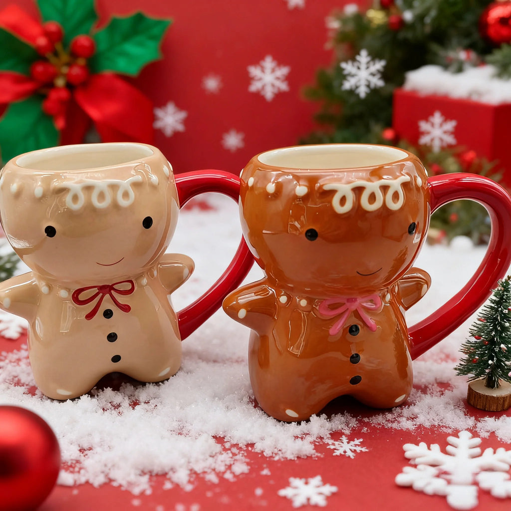 Kawaii Gingerbread Man Ceramic Mug | 3D Christmas Cup 300ML Ceramic Christmas Mug Oasis Select