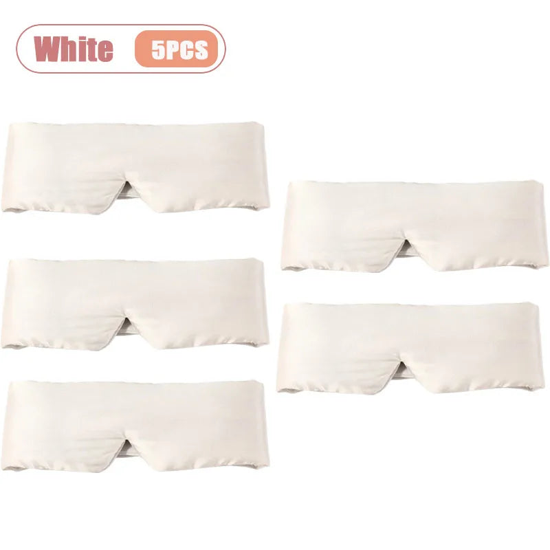 1-10PCS Silk Feel Sleep Mask Embroidered Floral Light Blocking Eye Cover for Women Men Travel Midday Nap Home Weighted Oasis Select White-5PCS