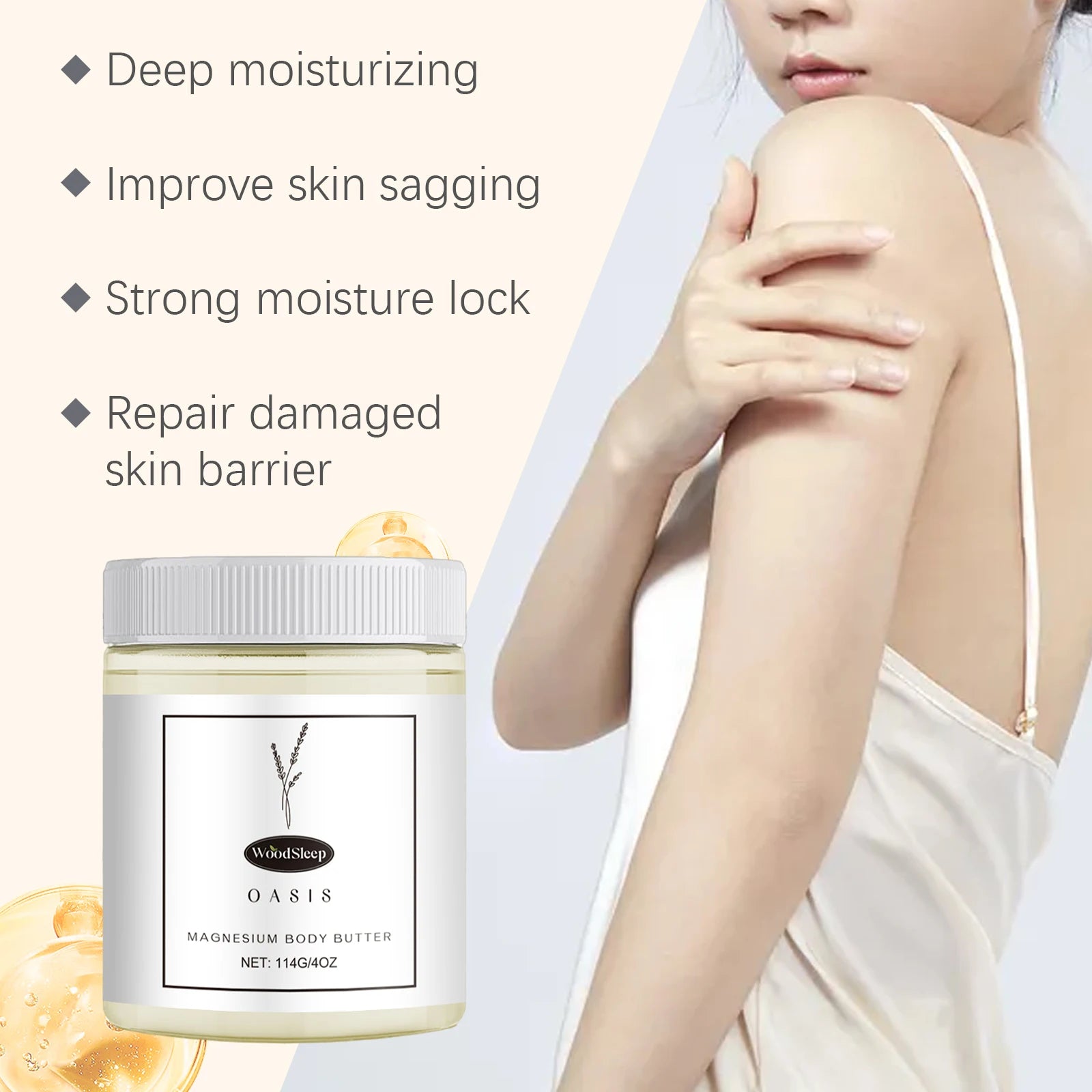 Shea Butter Body Lotion Moisturizing Magnesium Body Butter Nourishing Skin Soft Smooth Soothes Muscles Body Skincare Cream Oasis Select