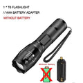 High Power T6 LED Flashlights Camping Torch 5 Light Modes Zoom Light Aluminum Alloys Waterproof Material External 18650 Battery Oasis Select no battery