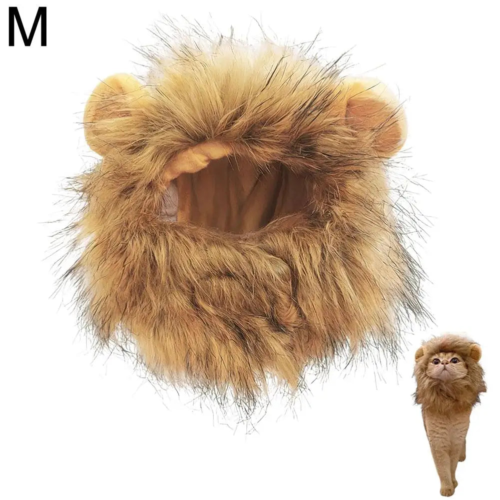 Cat Hairpiece Humorous Lion Mane Headgear for Dogs and Cats Adjustable Costume Accessories for Fun Dress-up and Play Oasis Select M
