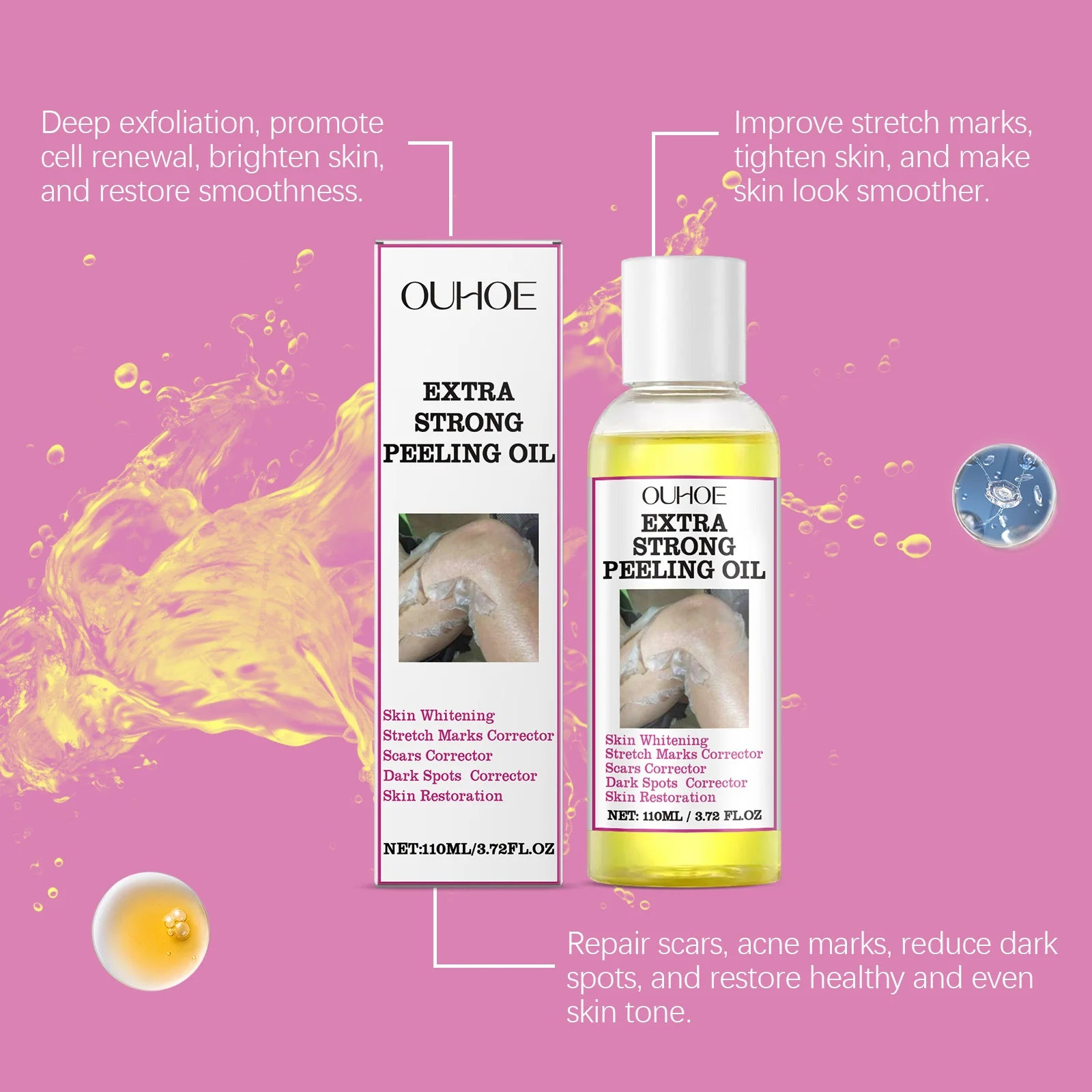 110ML Body Peeling Oil Gentle Remove Dead Skin Moisturizing Glowing Skin Tone Firming Smoothing Massage Body Exfoliating Oil Oasis Select