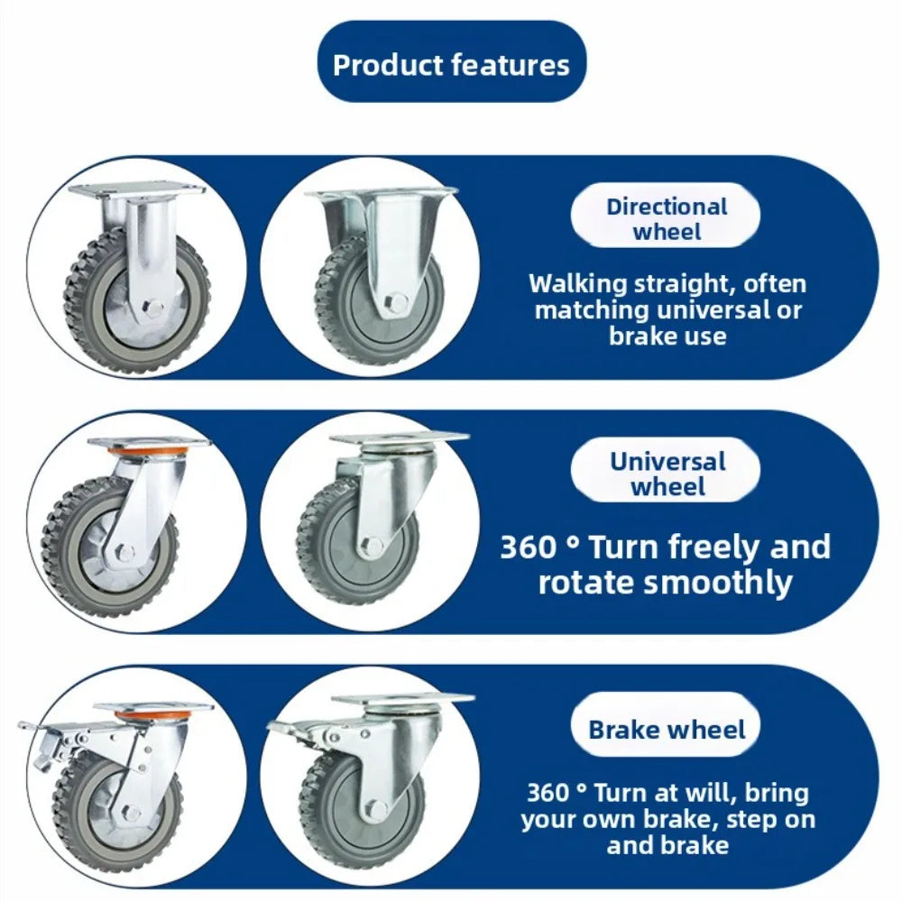 Casters Heavy Loads Rubber Swivel For Furniture Wheels Mover Noiseless Shelf Wheelbarrow Cart Hardwares Transporter Tire Trolley Oasis Select