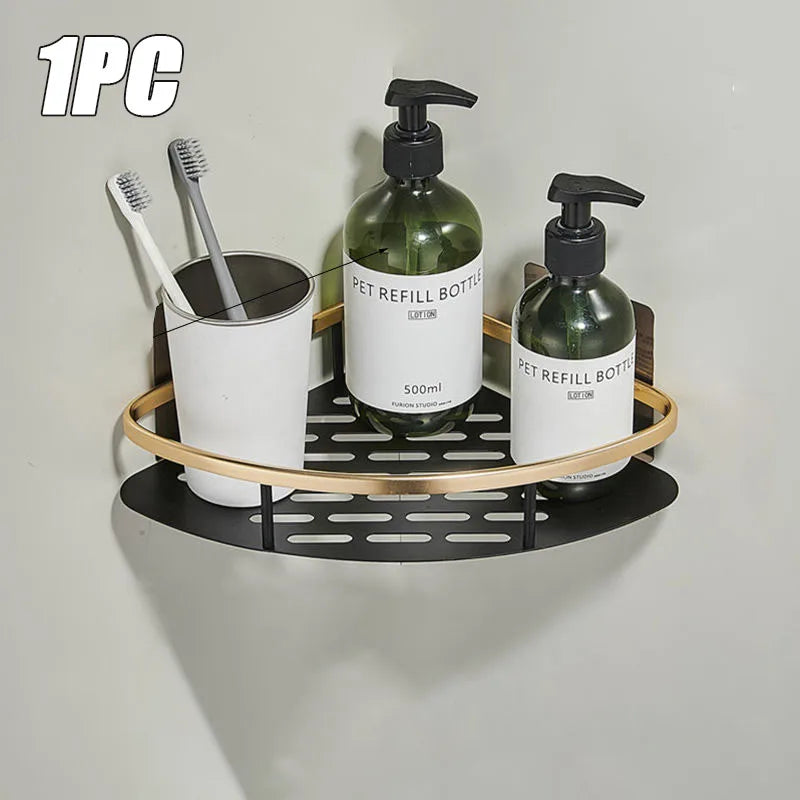 1-3PCS Bathroom Corner Shelf Nail-Free Shower Organizer Wall Mounted Space Aluminum Shelf Bathroom Accessories Oasis Select Corner Shelf 1PC