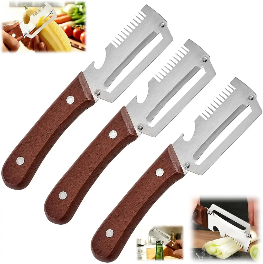 Easy Grip Non-Slip Multifunctional 3-in-1 Stainless Steel Peeler Vegetable & Fruit Slicer Shredder Kitchen Tool for Shredding Oasis Select 3PCS
