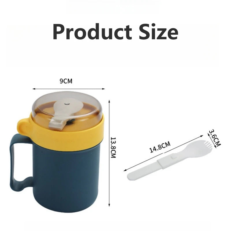 500ML Portable Breakfast Cups Oatmeal Cereal Nut Yogurt Salad Cup with Lid Spoon School Lunch Box Microwave for Kitchen Tools Oasis Select