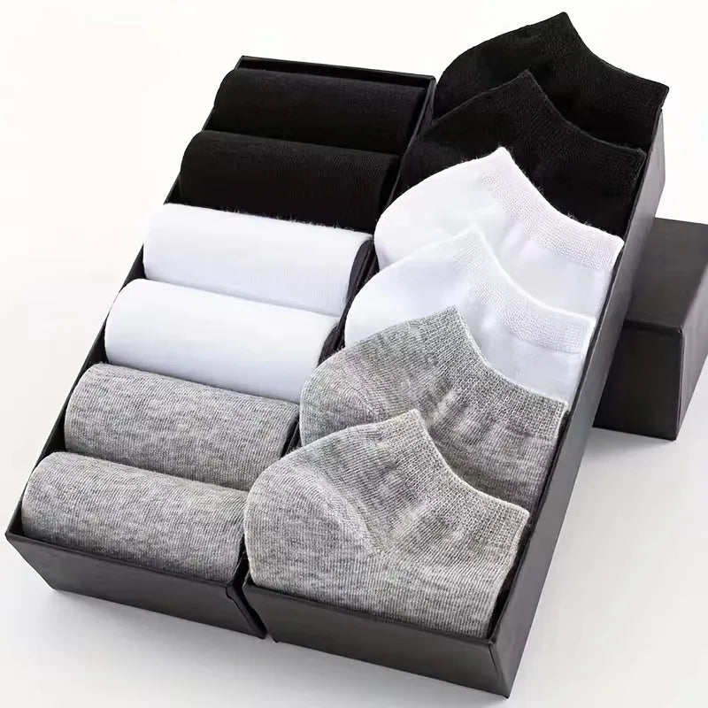 1-20pairs Wholesale Unisex Socks, Breathable Sports Socks, Solid Color Boat Socks, Comfortable Cotton Ankle Socks, White Oasis Select