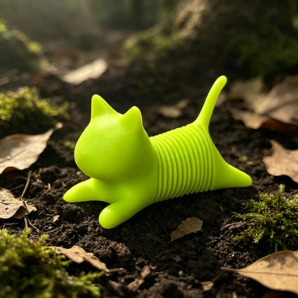 3D Printed Spring Cat Figurine Flexible Wobble Kitty Statue Cute Fidget Cat Desktop Decor Novelty Stress Relief Collectible Gift Oasis Select