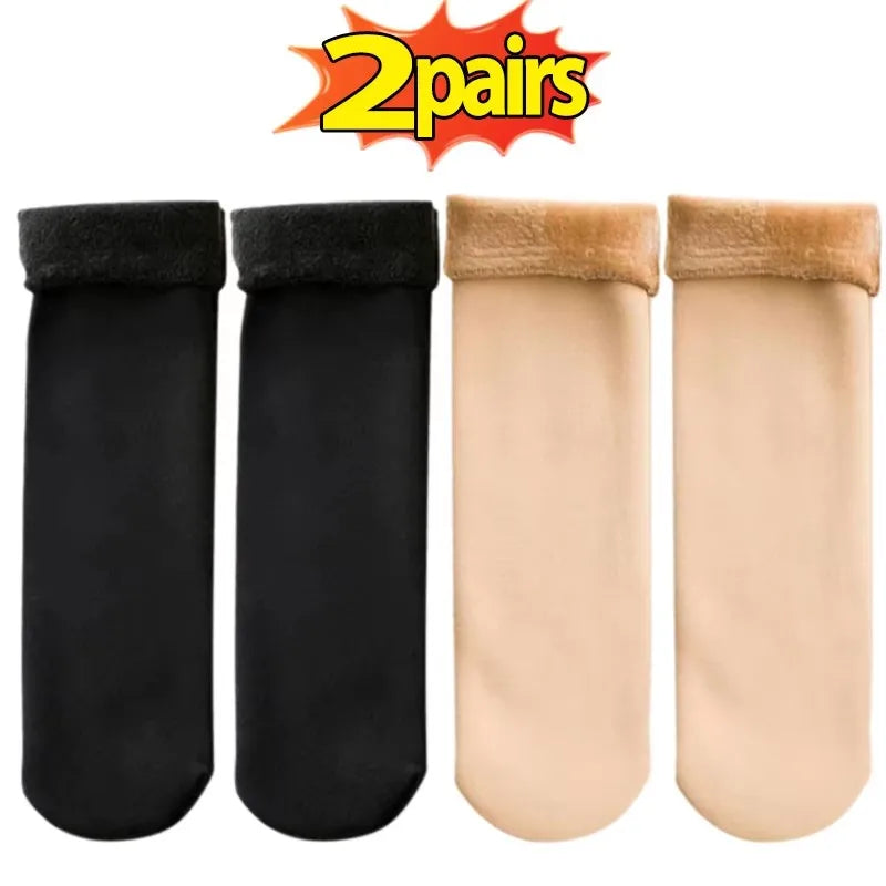 1-10Pairs Women Winter Warm Thicken Short Thermal Cashmere Wool Socks Nylon Snow Velvet Boots Home Floor Calcetines Mujer Sock Oasis Select black-skin color