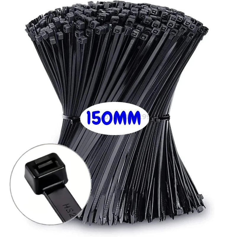 100-1000PCS Screw Hole Cable Ties Nylon Cable Ties Reusable Fixed Self-locking Cord Ties Straps Fastening Loop Office Organizer Oasis Select Black(Not Hole) 100PCS