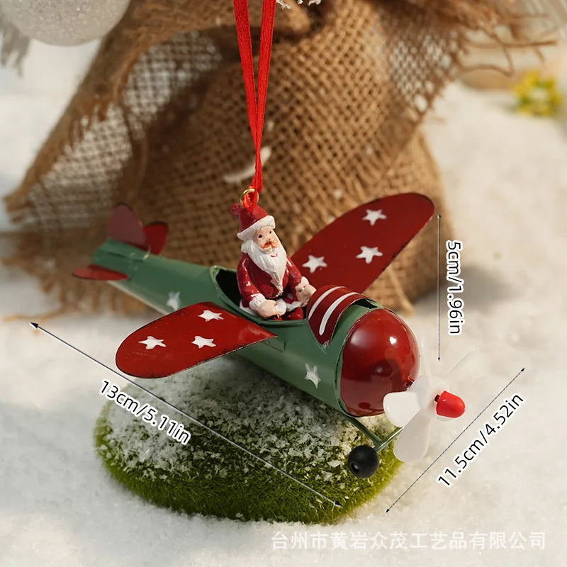Christmas Ironwork Airplane Pendants Home Iron Handicrafts Snowmen Reindeer Christmas Tree Pendants Oasis Select Style 2