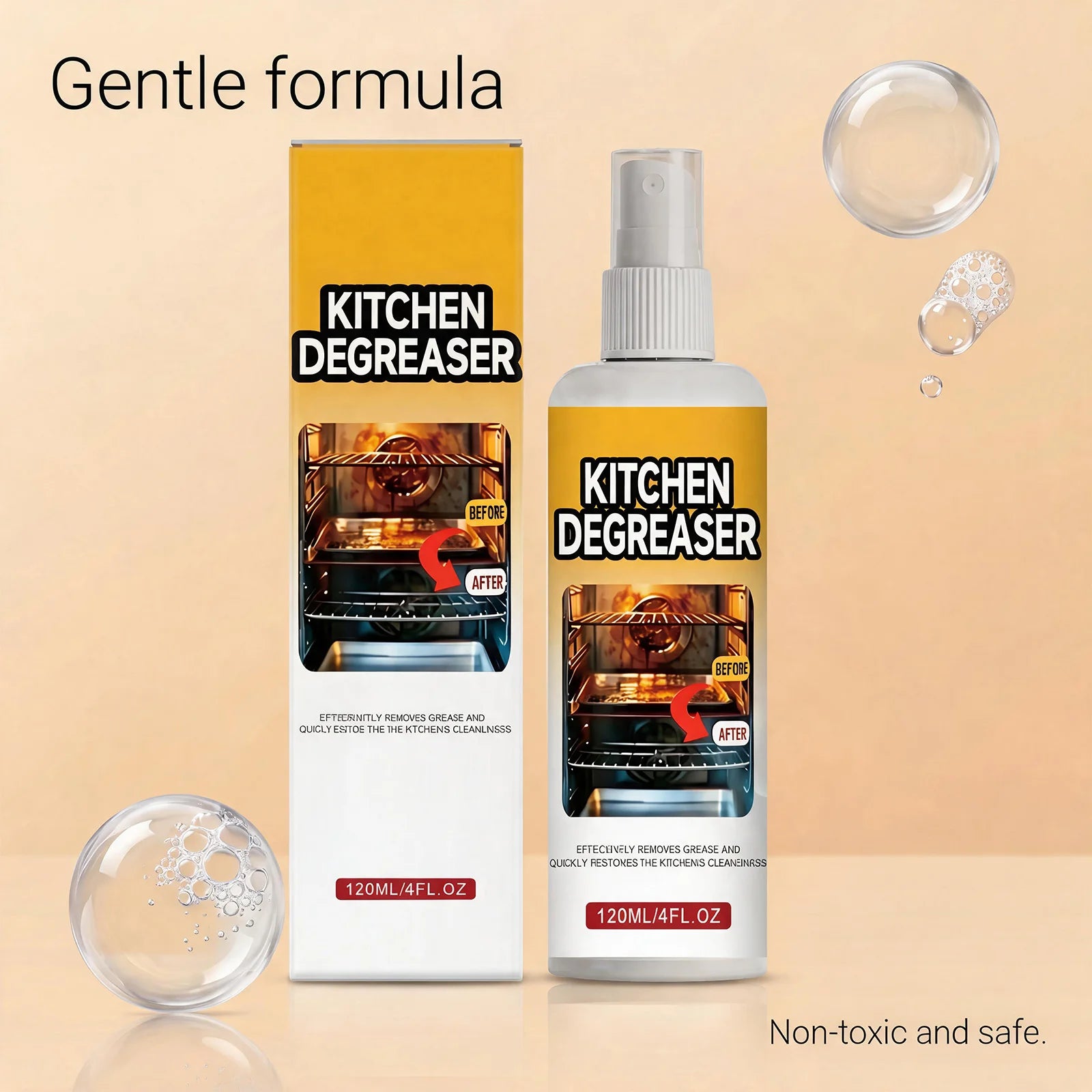 Kitchen Degreaser Cleaner Spray Dissolve Stubborn Grease Oil Grime Remove Burnt Carbon Multi Surface Safe Restore Kitchen Shine Oasis Select