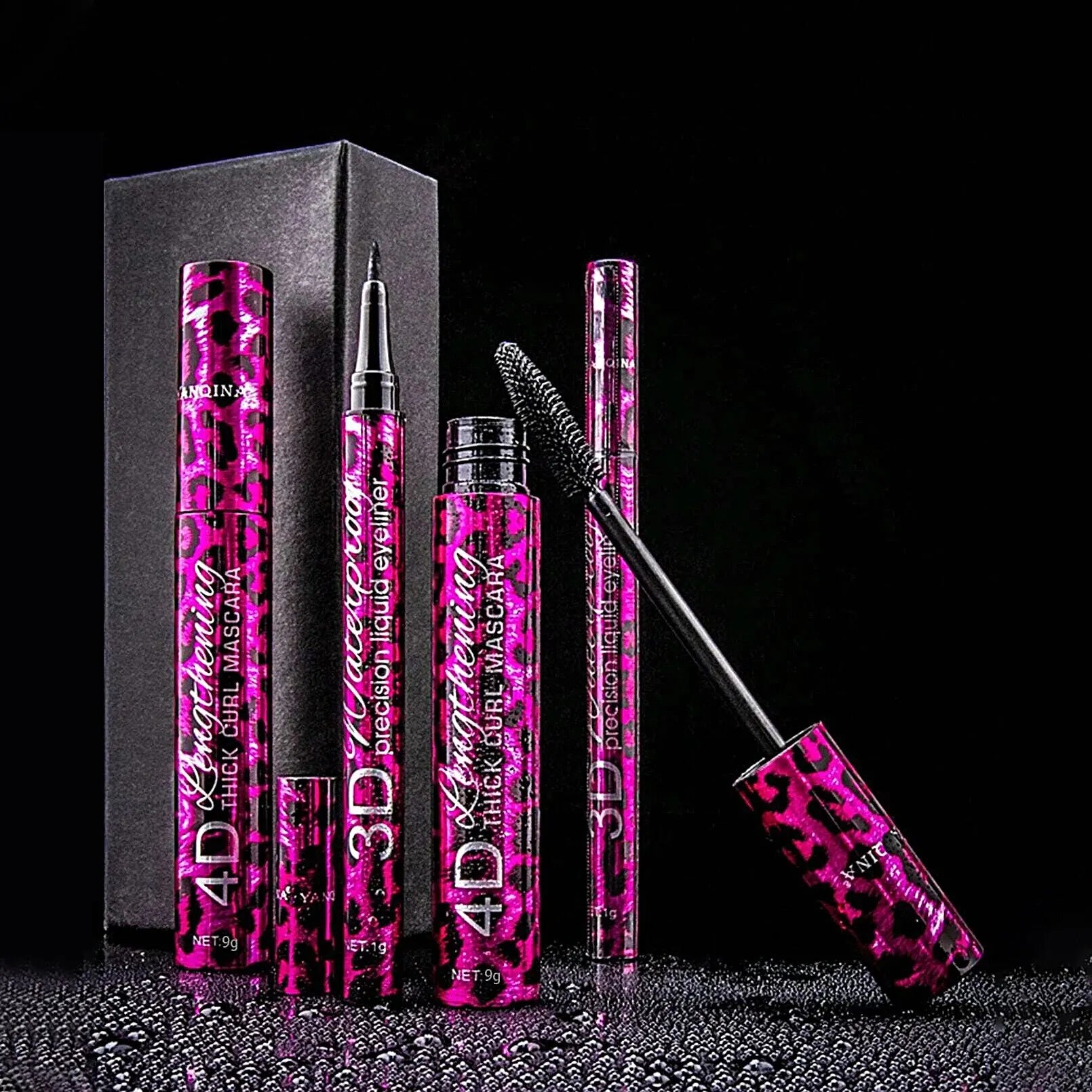 YANQINA 4D Waterproof Eyeliner, Mascara & Eyebrow Set
