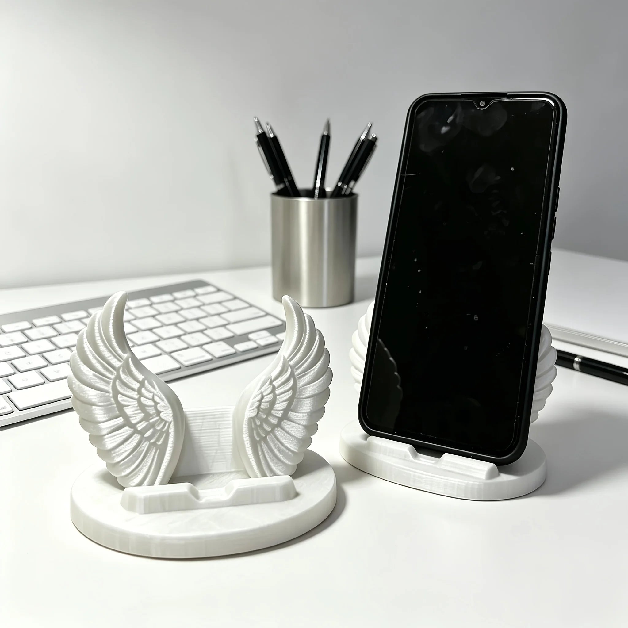 Angel Wings Phone Stand 3D Printed Wing Shaped Cell Phones Holder Ornaments Elegant Desk Decor for Office Bedroom & Coffee Table Oasis Select