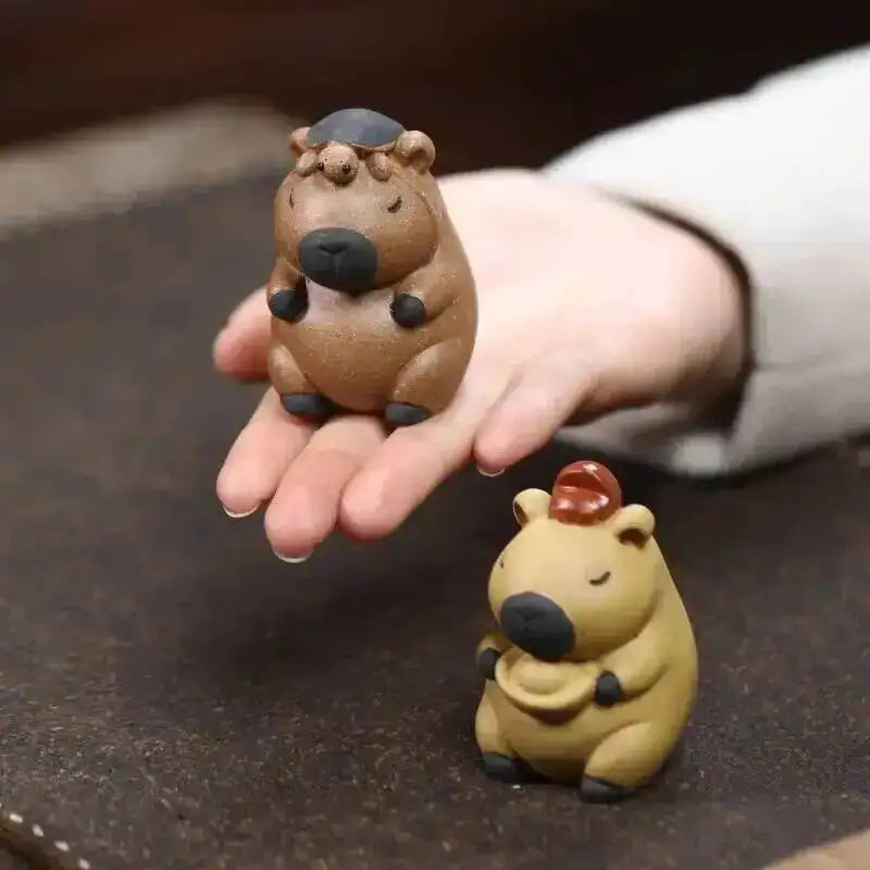 Zisha Tea Pet Animal Healing Cute Adorable Yuanbao Capybara Small Ornament Turtle Decoration Чаепитие Oasis Select