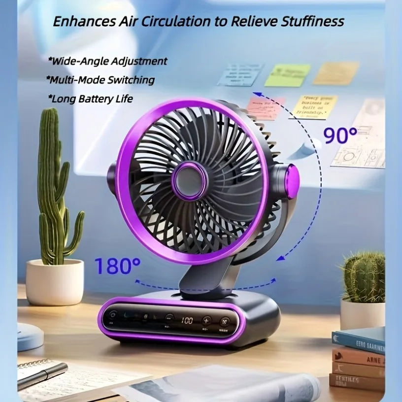 8500RPM Desk Fan Rechargeable - 100 Speed Quiet Air Circulator Type-C, 20dB Sleep Mode for Bedroom Nursery Flat Oasis Select