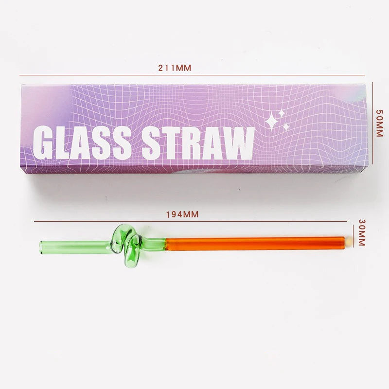 Knotted Colored Glass Straws Lightweight Smooth Edge Gift for Men Women and Kids Practical Stylish Versatile Suitable for Photos Oasis Select BJ00580