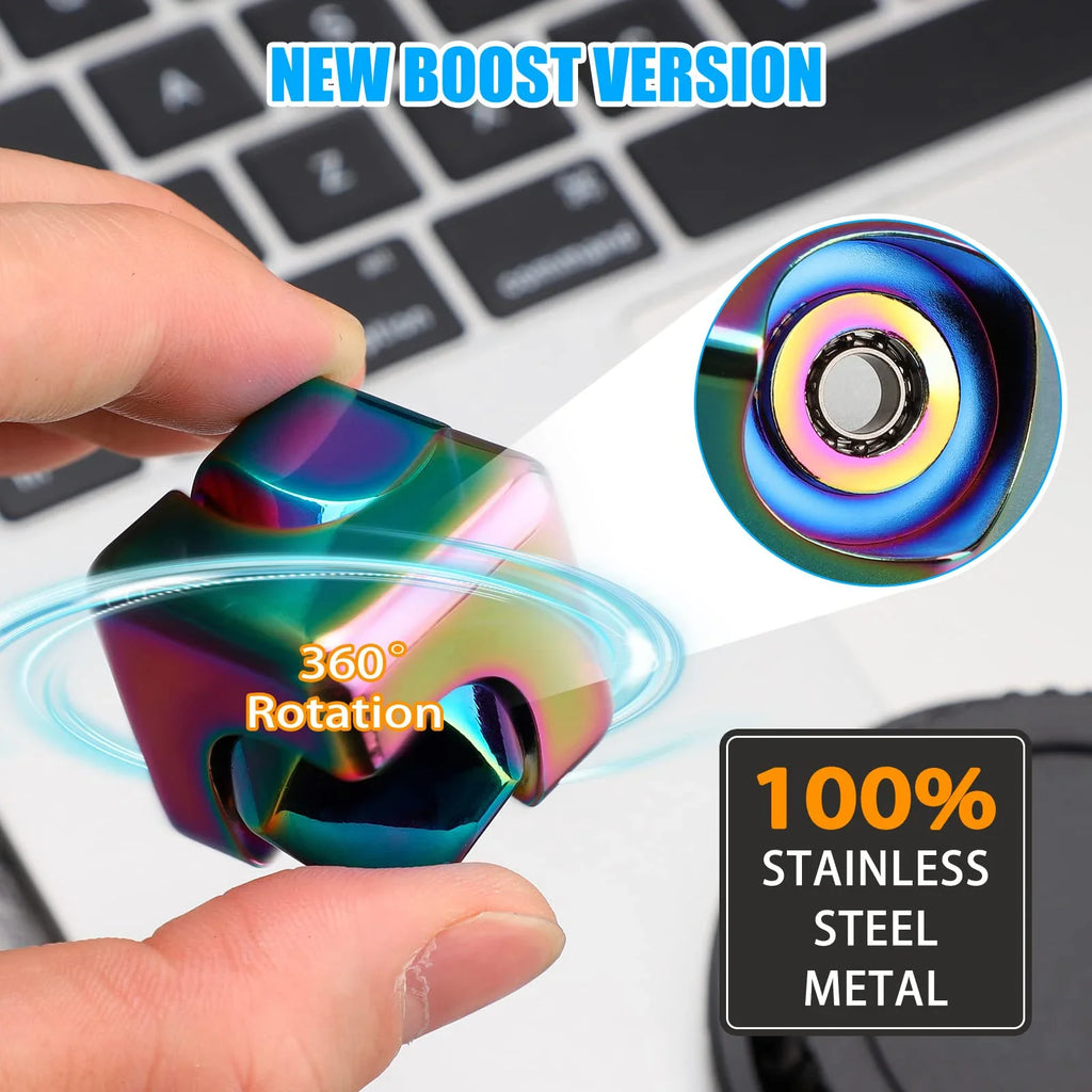 Metal Cube Spinner Fidget Toy Fingertips 3D Puzzle Gyro Gear Sensory Anti Stress Relief Educational Games for Kids Adults Oasis Select