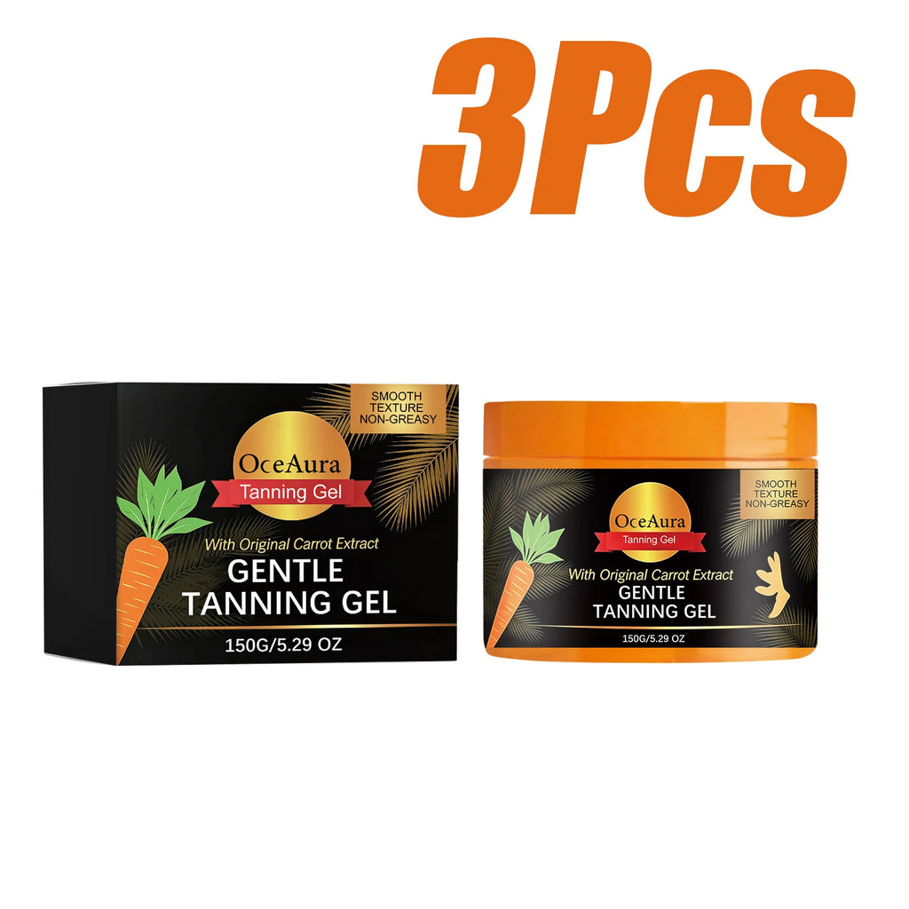 Carroten Gentle Tanning Gel Natural-Looking Sunless Tanner for Body Streak-Free Gradual Tan Hydrating Body Bronzer Non-Greasy Oasis Select 3 x 150g Boxed