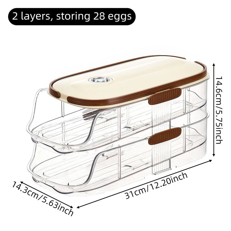 Automatic Rolling Egg Storage Rack – Fridge Organizer Box Egg Storage Rack Oasis Select Double row-2