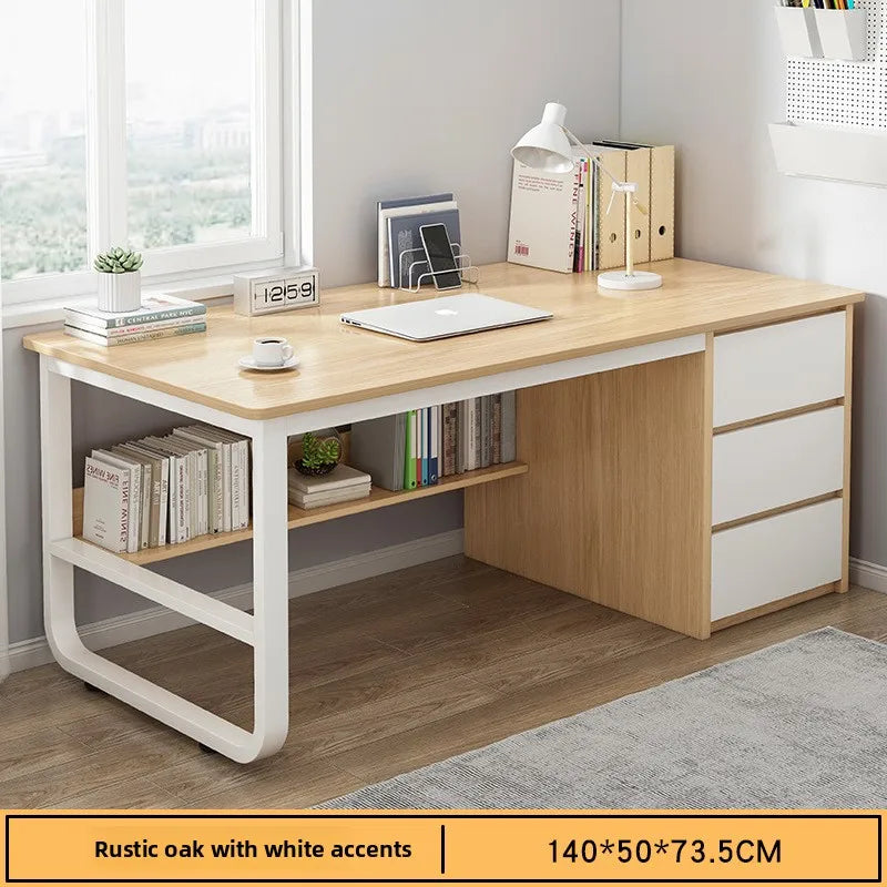 Desk Desktop Computer Desk Simple Home Desk Student Bedroom Bookshelf Integrated Writing Desk Oasis Select Pastoral-140-50-A