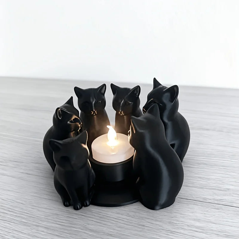 3D-printed Cat Ring Candle Holder Cute Desktop Decorative Craft Accessory Fashionable Living Room Bedroom Home Decor Oasis Select