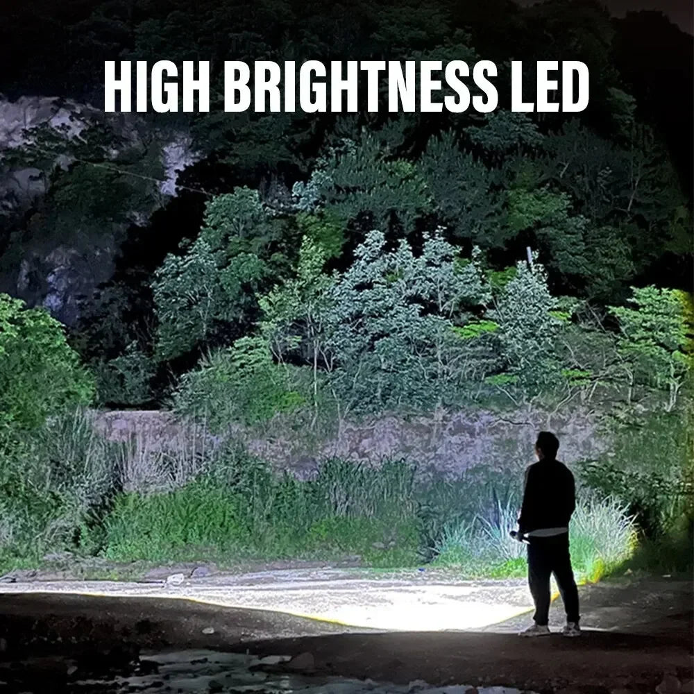 Rechargeable Camping Torch High Power Led Flashlight ABS Material With 3 Lighting Modes For Adventure, Camping, Outdoor, Etc. Oasis Select