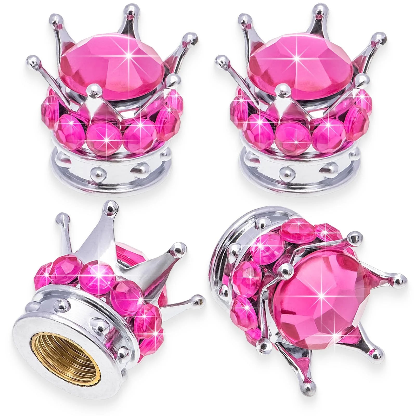 Car tire modification accessories Crown valve cap Diamond valve core cap Inlaid diamond valve cap Car supplies Oasis Select 4pcs 3