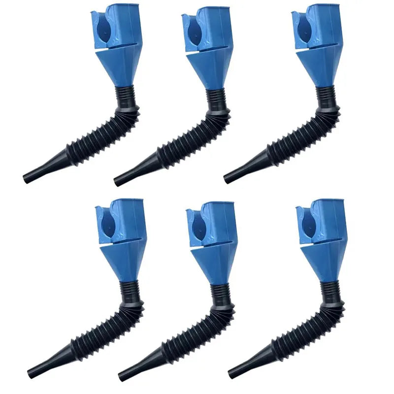 1/2/4/6pcs Blue Universal Plastic Multi-Function Wide Mouth Large Funnels Flexible Draining Tool Snap Funnel For Automotive Oil Oasis Select 6pcs