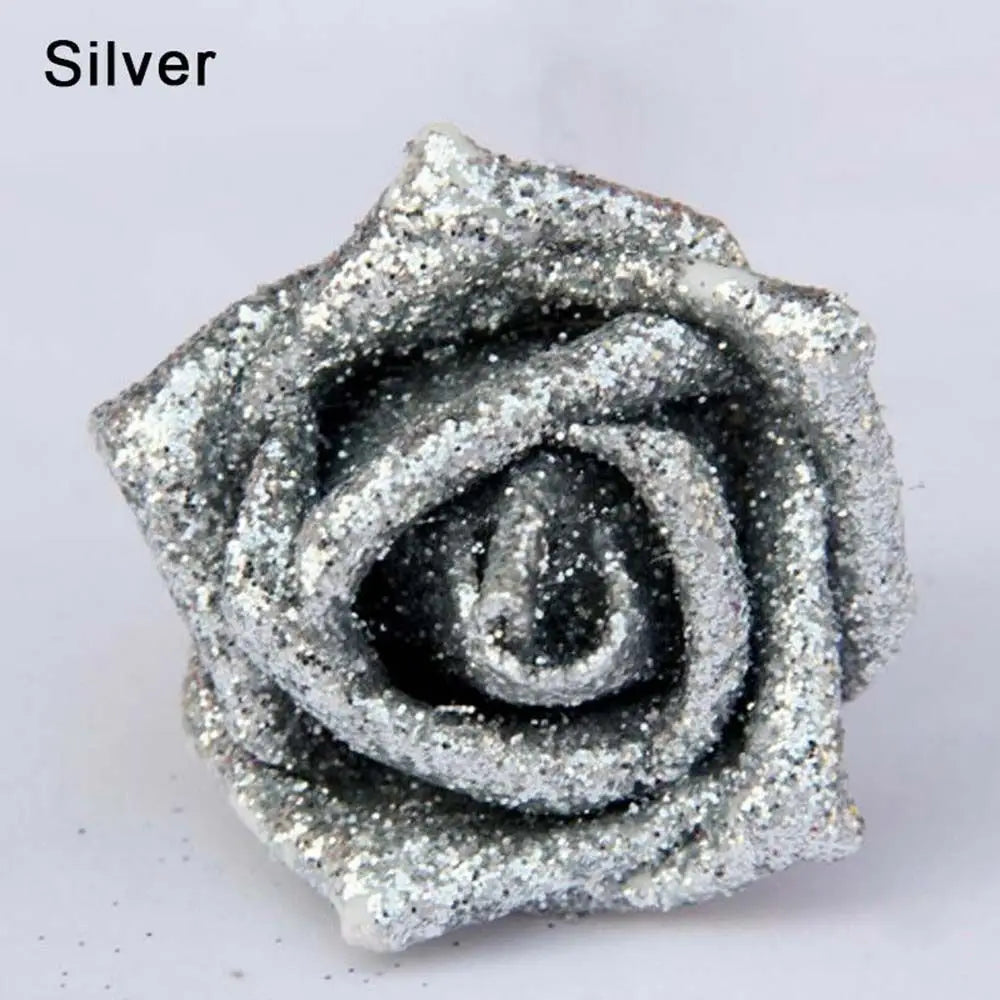 10pcs Glitter Foam Artificial Rose Heads | DIY Wedding Bouquet
