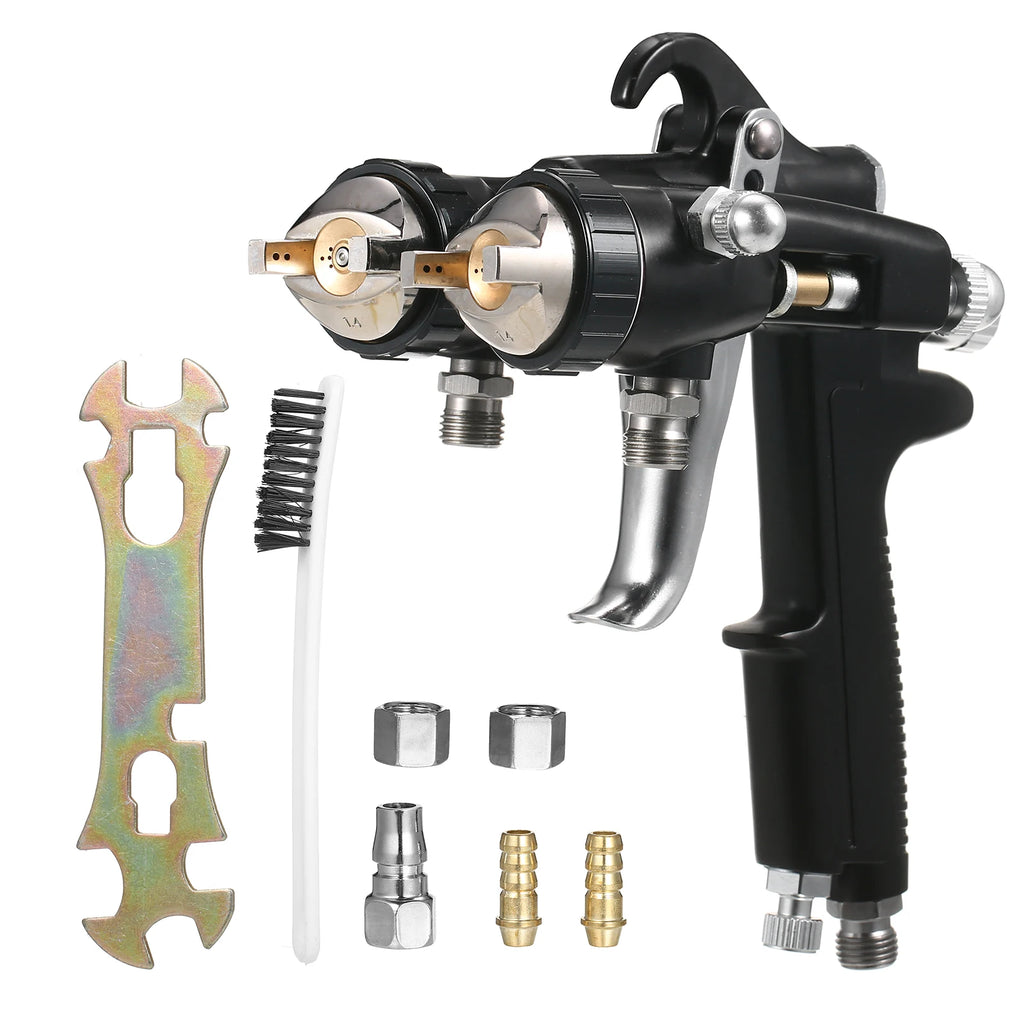 Double 1.4mm Nozzle Dual Heads Two Component Mirror Effect Silver Chrome Air Powered Spray Machine Professional Air Paint Spraye Oasis Select Machine