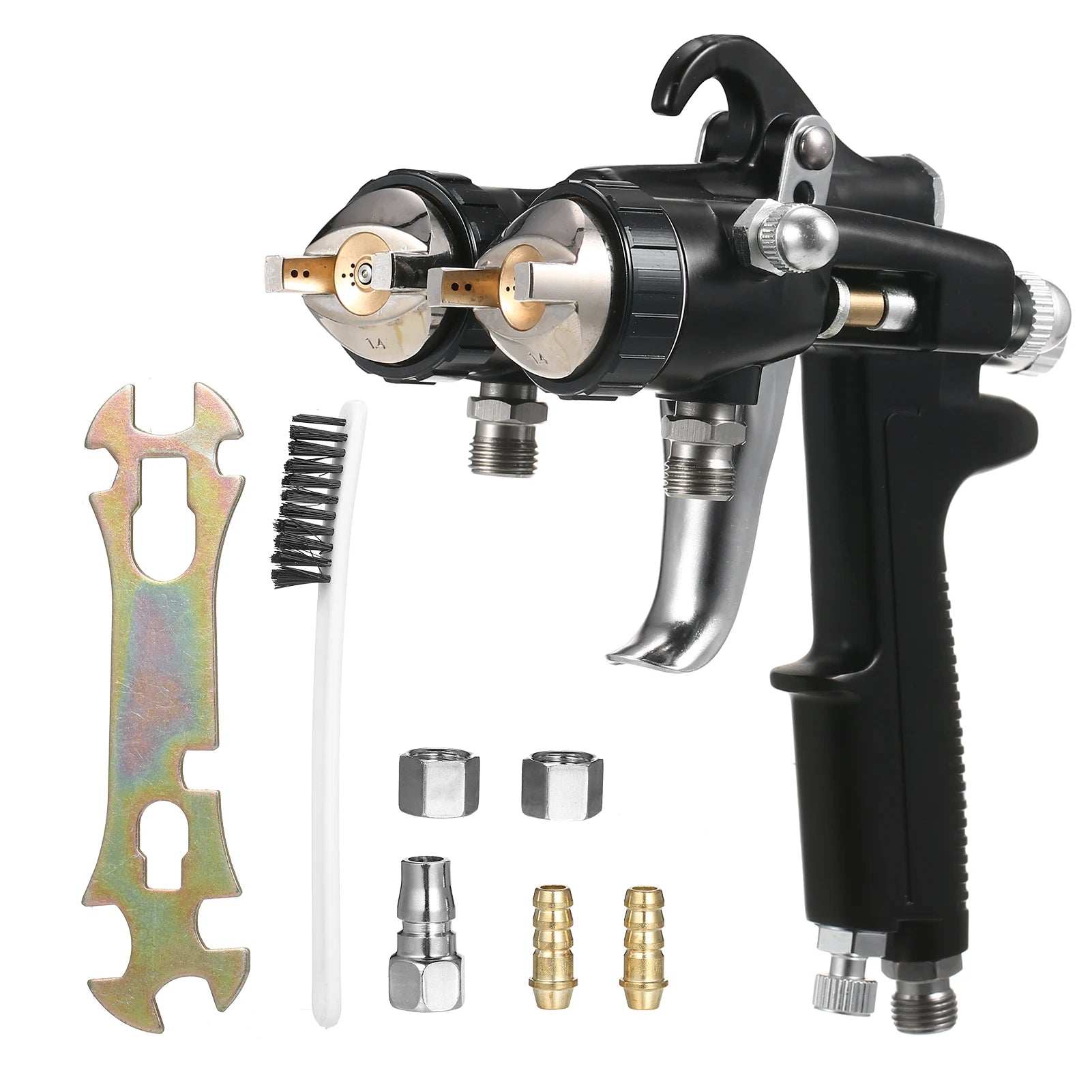 Double 1.4mm Nozzle Dual Heads Two Component Mirror Effect Silver Chrome Air Powered Spray Machine Professional Air Paint Spraye Oasis Select Machine