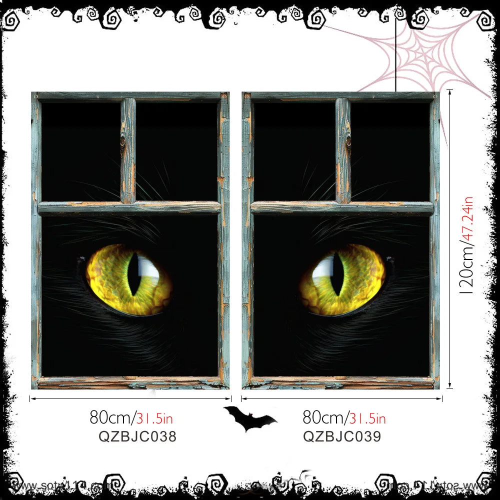 New Halloween Horror Eye Character False Window Decoration Holiday Window Costume Decoration Oasis Select QZBJC038 QZBJC039 With 10m ribbon