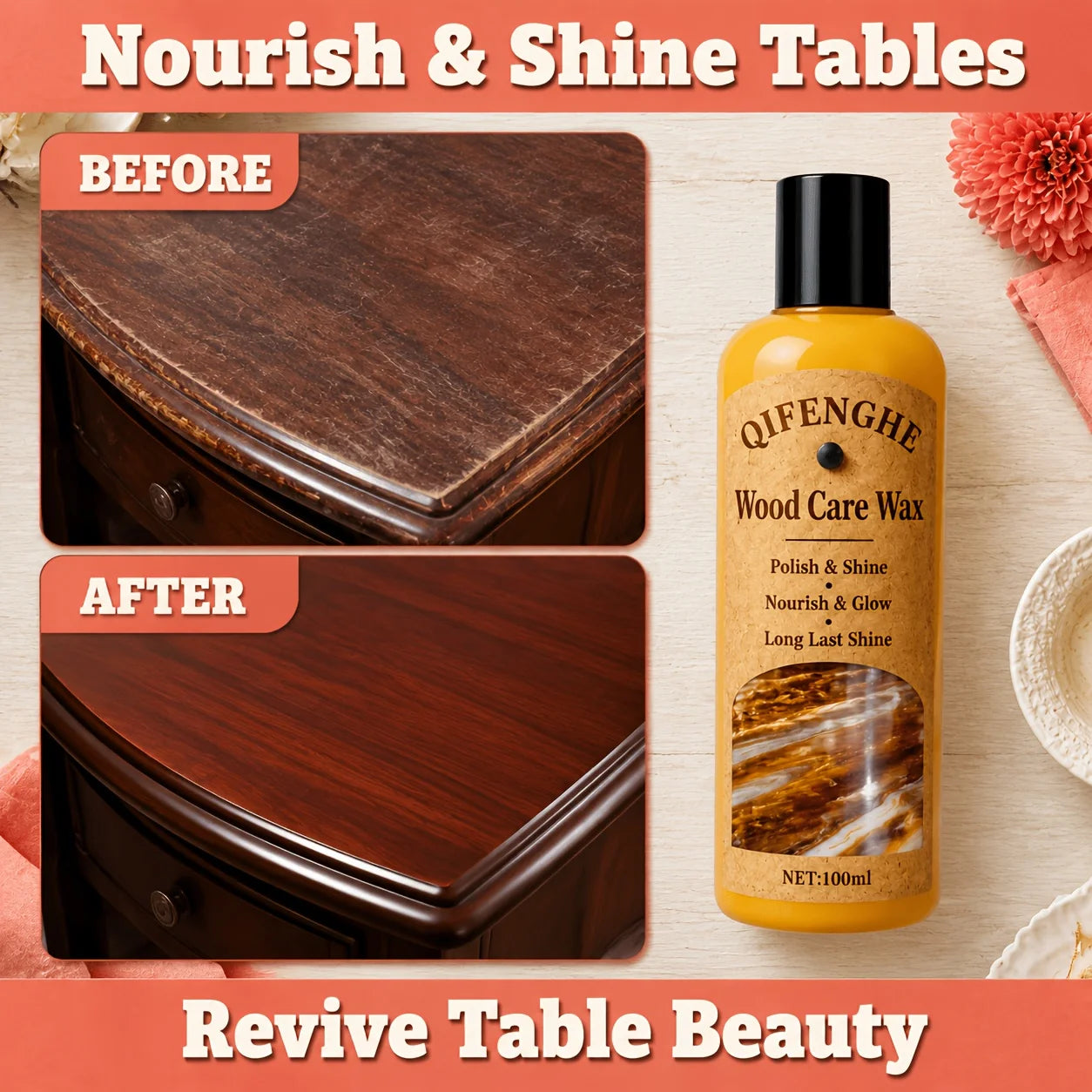 Wood Polish Wax with Coconut Oil – Shine & Water Protection Wood Polish Wax Oasis Select