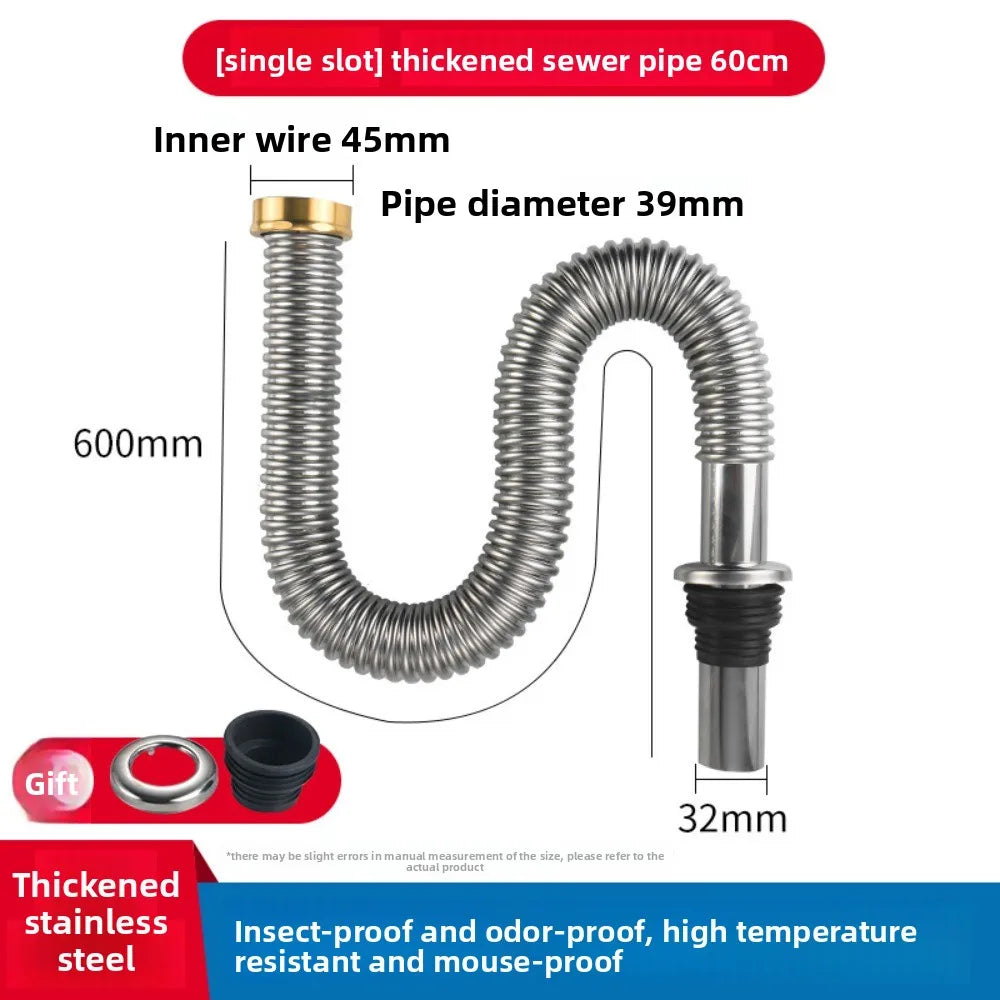 Kitchen Sink Drain Pipe Anti Rat Bite Stainless Steel Sink Strainer Deodorant Wash Basin Sewer Drainer Bathroom Accessories Oasis Select 1