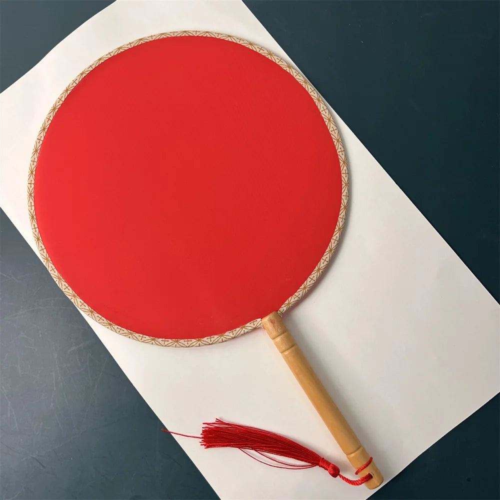 Red Flower Silk Fan Double Sided Embroidery Round Fan Chinese Palace Hanfu Hand Fan Craft Wedding Gift For Guests Home Decor Oasis Select Red CHINA 1PC