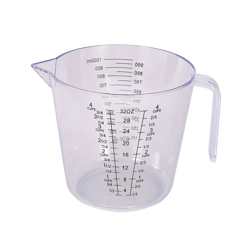 Measuring Cup Premium Graduated Transparent Heat Resisting Plastic Milk Cups Pour Spout with Handle Kitchen Tool Microwavable Oasis Select Transparent-1000ML