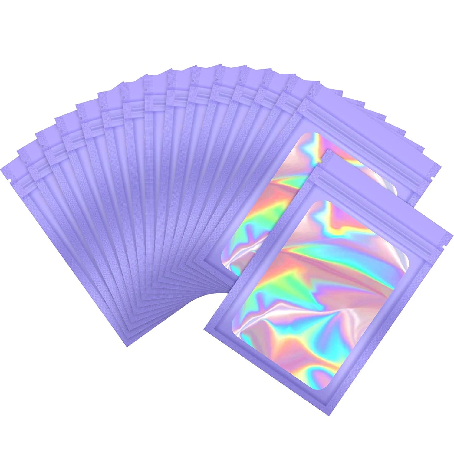 100 Pc Smell Proof Mylar Bags Resealable Odor Proof Bags Holographic Packaging Pouch Bag With Clear Window For Food Oasis Select Purple 10x15cm CHINA