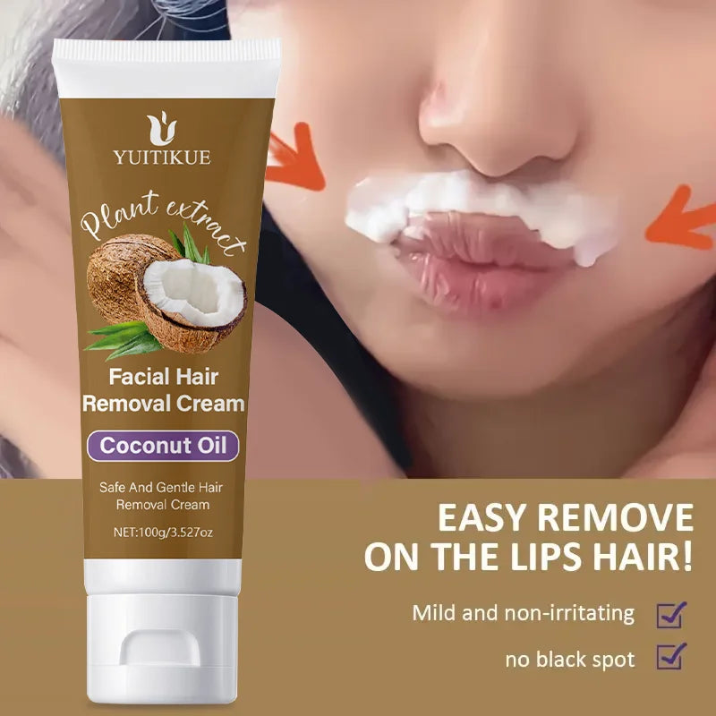 YUITIKUE Lip Hair Removal Cream 100g – Coconut Oil & Aloe