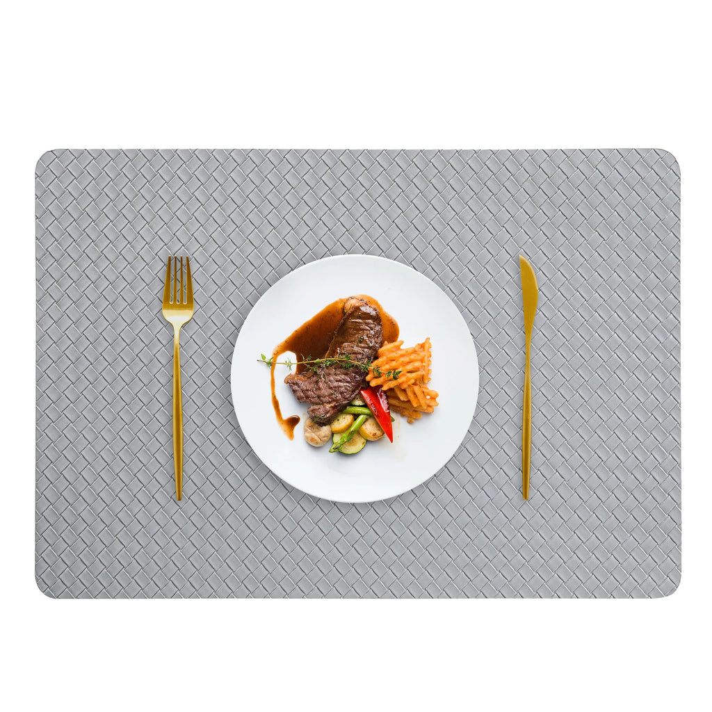 Nordic-style Double-sided Woven Leather Placemats Table Heat Insulation Pads and Home Heat-resistant Table Pads Oasis Select 6 off-white 43 30Cm oil edge