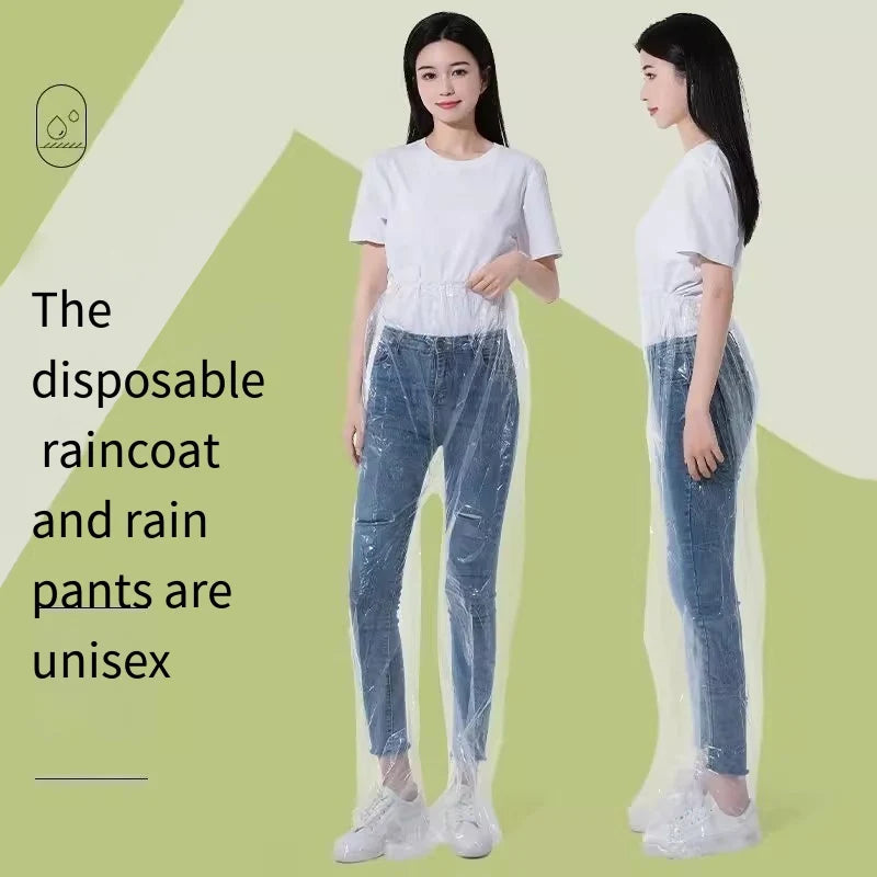 1/6 Pcs Disposable Raincoat Pants Portable Splash Proof Split Raincoat Outdoor Travel Drifting Cycling Feet-wrapped Rain Pants Oasis Select