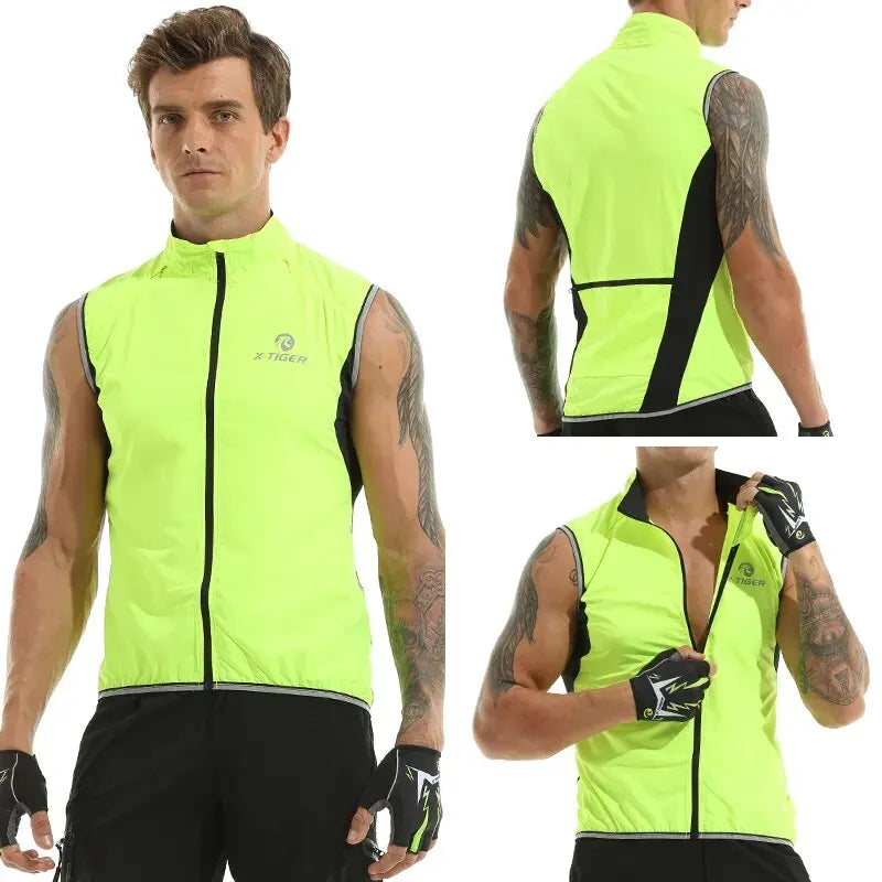 X-TIGER Cycling Vest Sleeveless Bicycle Reflective Windproof Uitra-Light Sun Protection Mountaineering Jacket Cycling Sportswear Oasis Select