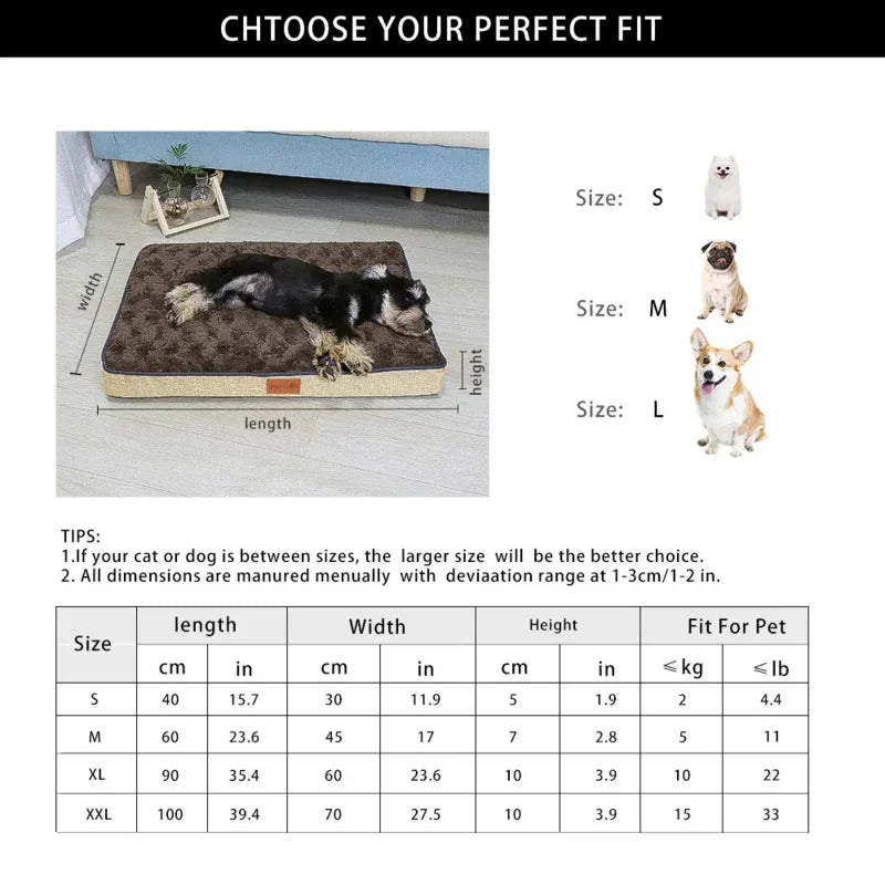Dog Bed Memory Foam Pet Bed With Removable Washable Faux Fur Cover Orthopedic Waterproof Dog Bed For Crate Anti-Slip Bottom Oasis Select